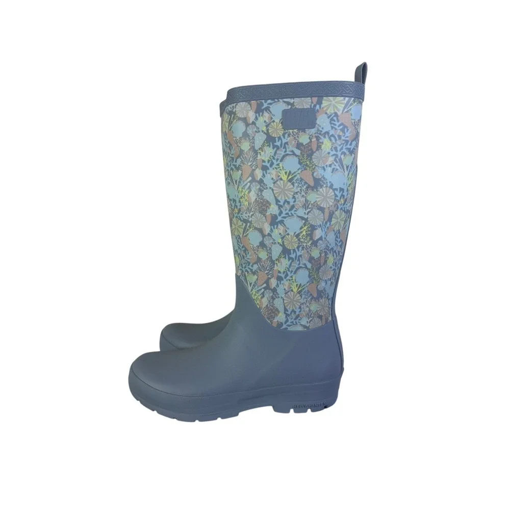 Helly Hansen Women's Tall Floral Spring Rain Boots Blue Print Waterproof Size M